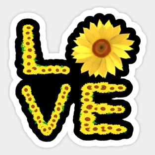 Sunflower Love (Black Background) Sticker